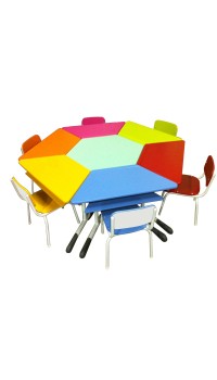 CONJUNTO DE MESA SEXTAVADA COM 06 CADEIRAS 